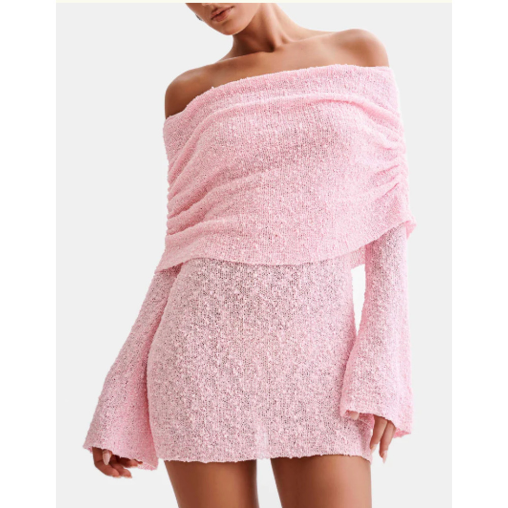 Meshki Pink Off-Shoulder Mini Dress